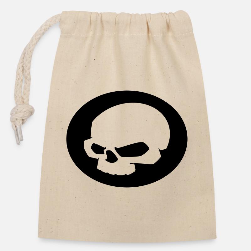 Crâne - Sac cadeau en coton avec cordon (14 x 20 cm) - nature