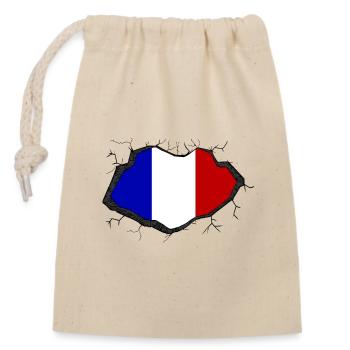 drapeau de la France - Sac cadeau en coton avec cordon (14 x 20 cm) - nature - Devant