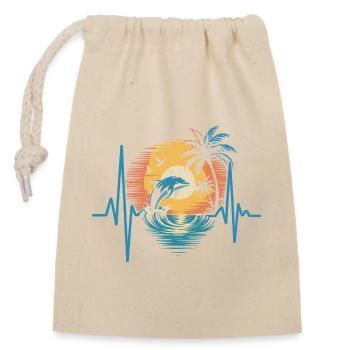 Dolphins and sunset scene - Closable cotton gift bag (14x20cm) - nature - Front