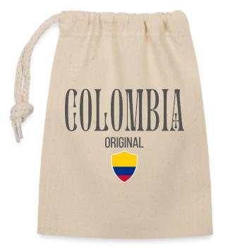 Kolumbianische Flagge, hergestellt in Kolumbien - Verschließbarer Geschenkbeutel aus Baumwolle (14x20cm) - Natur - Vorne