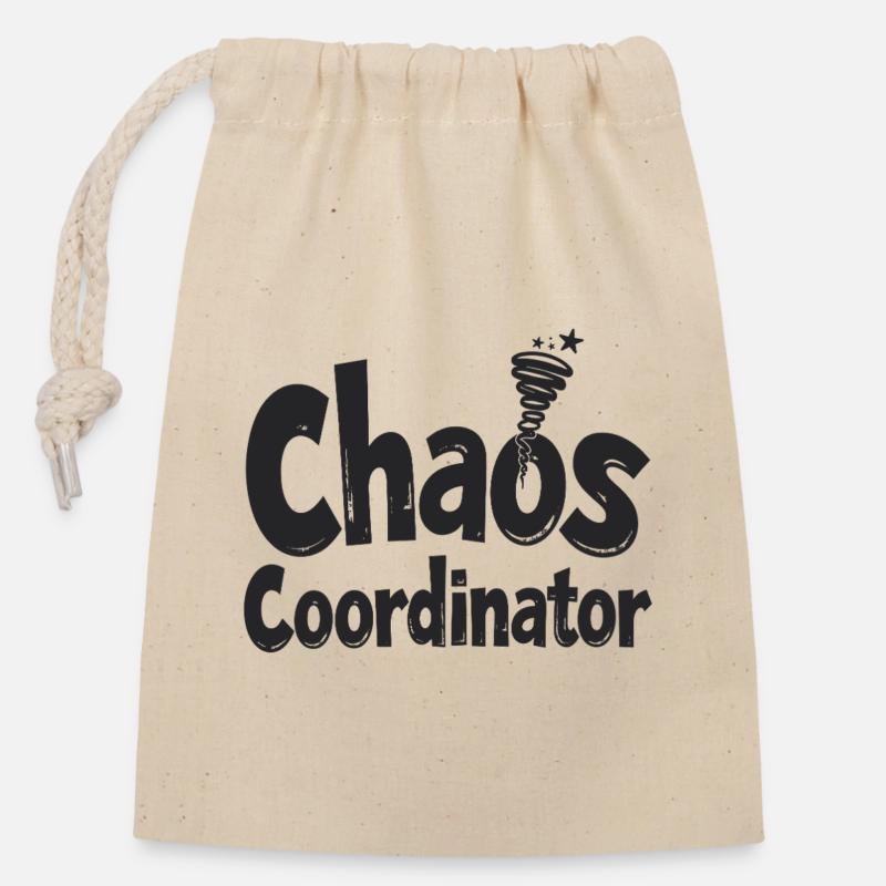 Chaos Coordinator - Lustiger Spruch - Verschließbarer Geschenkbeutel aus Baumwolle (14x20cm) - Natur