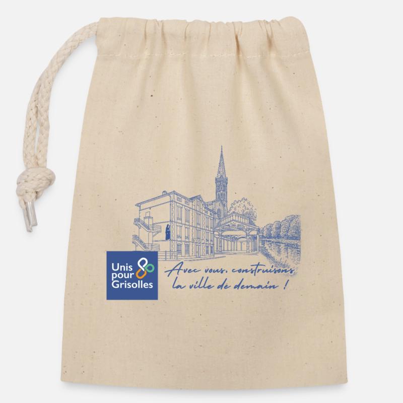 tshirt_unispourgrisolles - Closable cotton gift bag (14x20cm) - nature