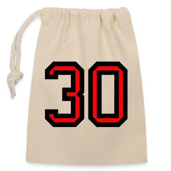 30. 30 YEARS. 30th ANNIVERSARY. 30 YEARS ANNIVERSARY. - Closable cotton gift bag (14x20cm) - nature - Front