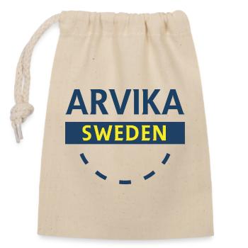 Arvika Schweden Logo in Blau - Verschließbarer Geschenkbeutel aus Baumwolle (14x20cm) - Natur - Vorne