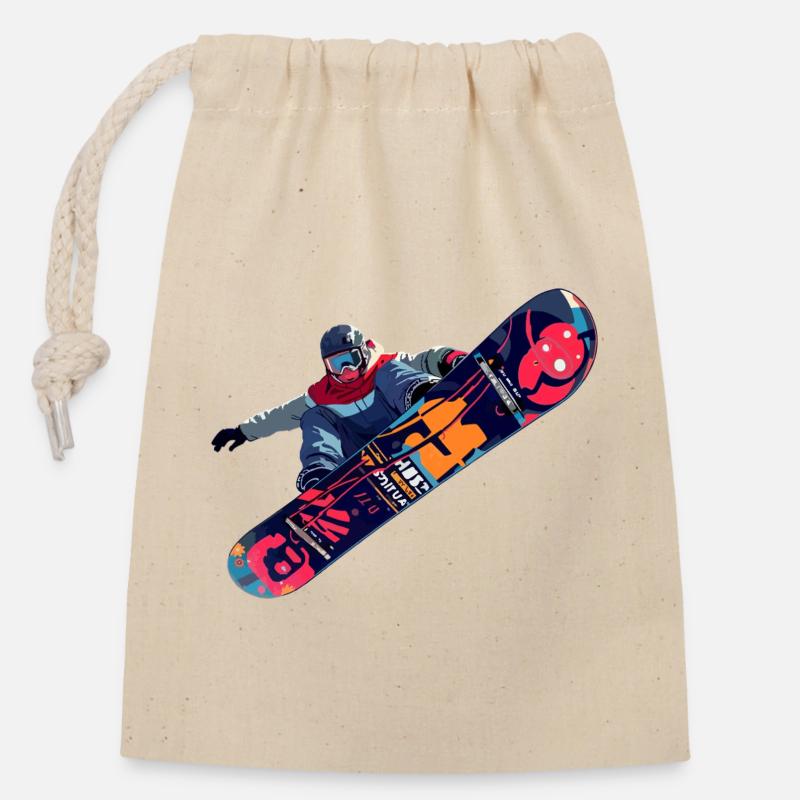 snowboard - Closable cotton gift bag (14x20cm) - nature