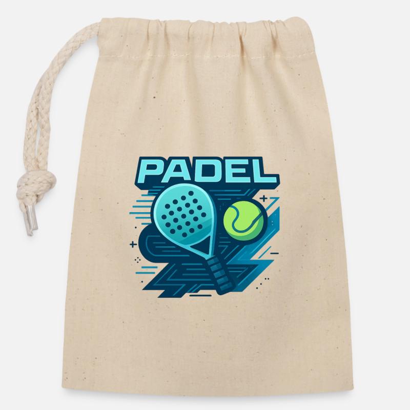 Padel Logo Schläger Ball Dynamik - Verschließbarer Geschenkbeutel aus Baumwolle (14x20cm) - Natur