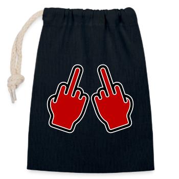 Mittelfinger Zeichen Hand - Verschließbarer Geschenkbeutel aus Baumwolle (14x20cm) - Navy - Vorne