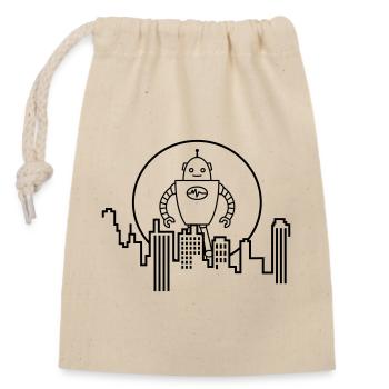 City Silhouette Robot : IA rencontre le design urbain - Sac cadeau en coton avec cordon (14 x 20 cm) - nature - Devant