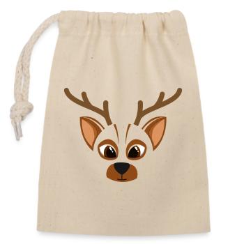 Visage de cerf mignon en meilleure chemise marron - Sac cadeau en coton avec cordon (14 x 20 cm) - nature - Devant