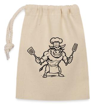 Taurus chef - Closable cotton gift bag (14x20cm) - nature - Front