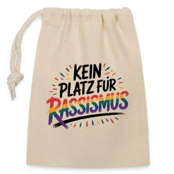 Kein Platz für Rassismus - Cool Pride Logo - Verschließbarer Geschenkbeutel aus Baumwolle (14x20cm) - Natur - Vorne
