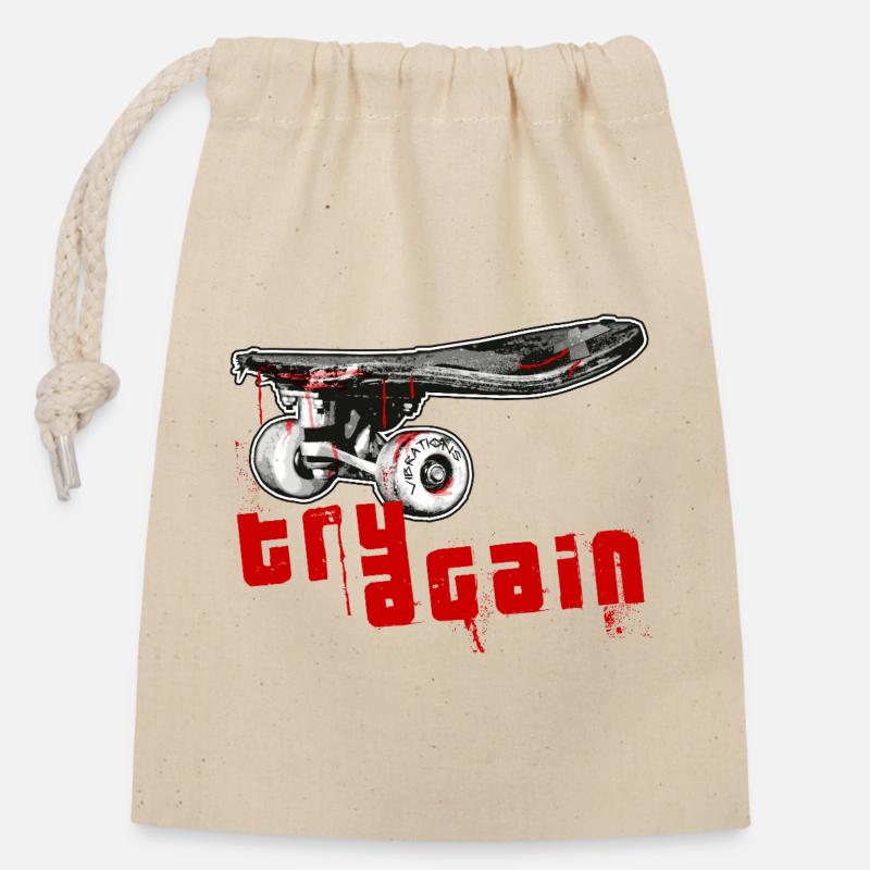 Skateboard - Verschließbarer Geschenkbeutel aus Baumwolle (14x20cm) - Natur