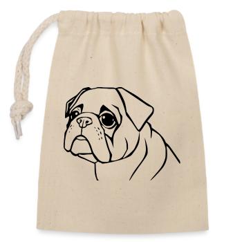 schwarzer Mops Hunde T-shirt Geschenk Weihnachten - Verschließbarer Geschenkbeutel aus Baumwolle (14x20cm) - Natur - Vorne