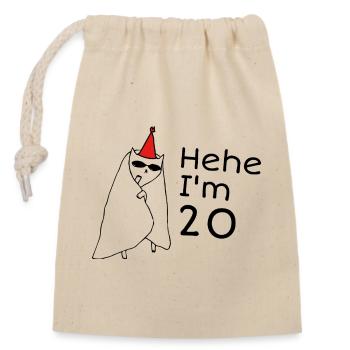 20 ans anniversaire - Cadeau 20e anniversaire - Sac cadeau en coton avec cordon (14 x 20 cm) - nature - Devant