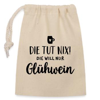 Die tut nix Glühwein Weihnachten - Verschließbarer Geschenkbeutel aus Baumwolle (14x20cm) - Natur - Vorne