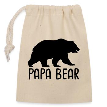 Papa Bear - Verschließbarer Geschenkbeutel aus Baumwolle (14x20cm) - Natur - Vorne