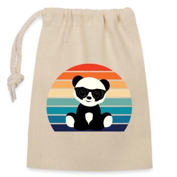 Cool Panda Graphic - Closable cotton gift bag (14x20cm) - nature - Front