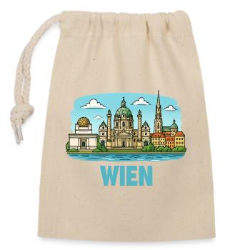 Vienna Panorama: Historic Skyline - Closable cotton gift bag (14x20cm) - nature - Front