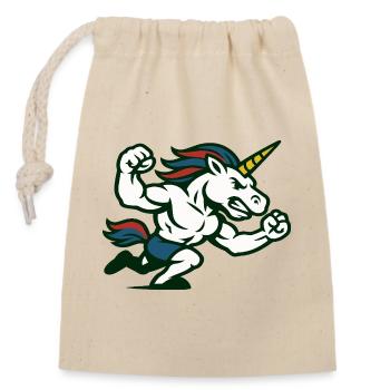 Power Unicorn Running Strong Fantasy Illustration - Closable cotton gift bag (14x20cm) - nature - Front