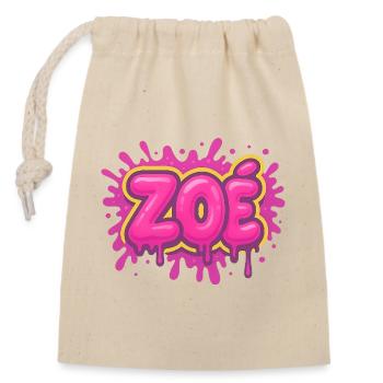 Graffiti  Zoé Prénom cadeau idéal imprimable - Sac cadeau en coton avec cordon (14 x 20 cm) - nature - Devant
