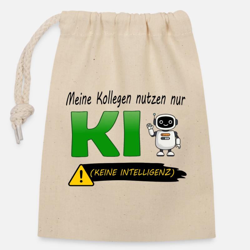 Colleagues only use AI (No Intelligence) - Closable cotton gift bag (14x20cm) - nature