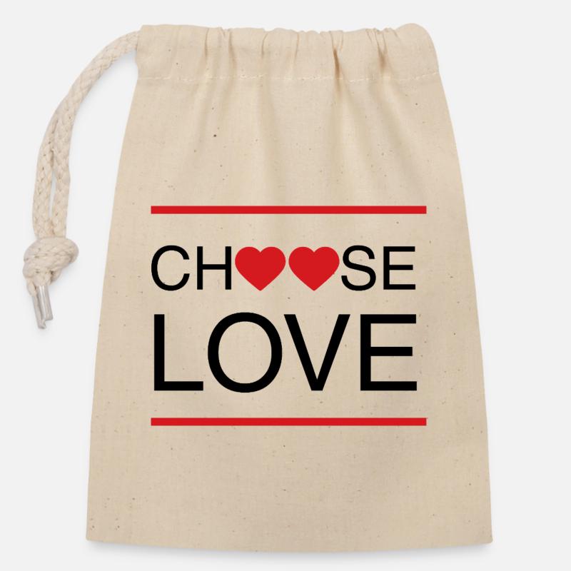 ChooseLove - Verschließbarer Geschenkbeutel aus Baumwolle (14x20cm) - Natur