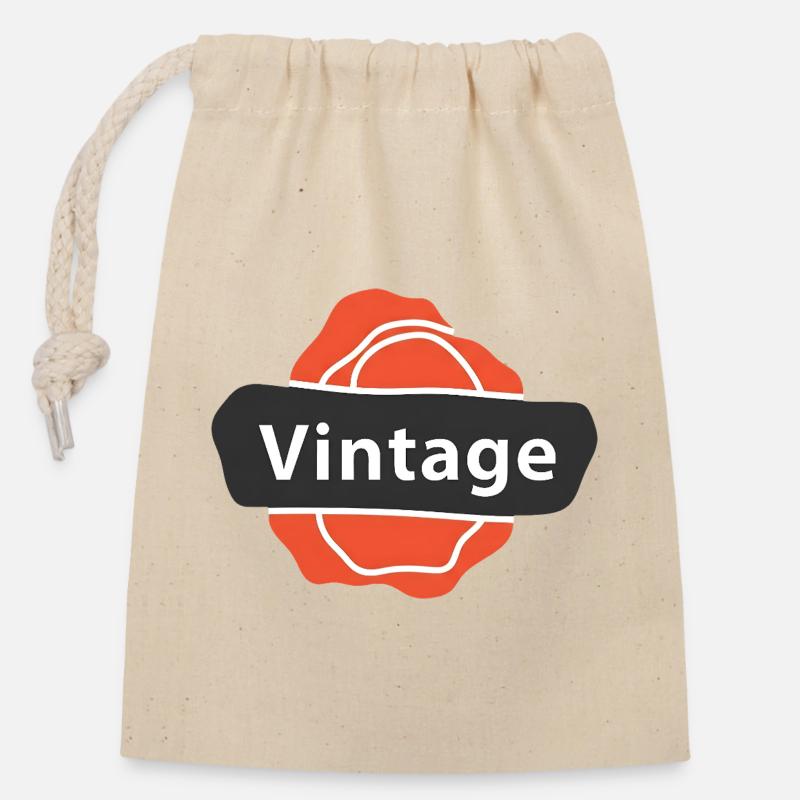 Art vintage rétro à l’ancienne - Sac cadeau en coton avec cordon (14 x 20 cm) - nature