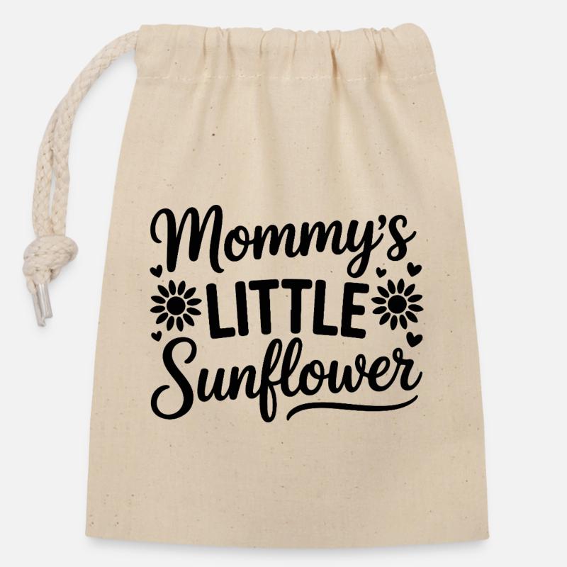 Le petit rayon de soleil de maman - Sac cadeau en coton avec cordon (14 x 20 cm) - nature