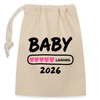 Baby Loading 2026 Parents enceintes - Sac cadeau en coton avec cordon (14 x 20 cm) - nature - Devant