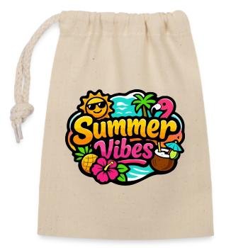 Summer Vibes Tropical Colorful - Closable cotton gift bag (14x20cm) - nature - Front