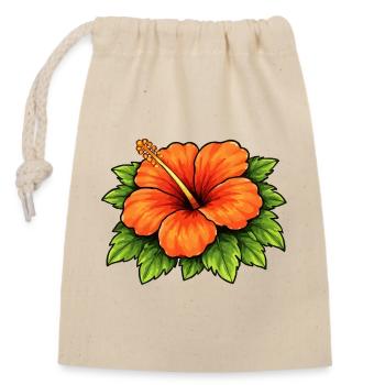 Hibiskus-Tropenblüte - Verschließbarer Geschenkbeutel aus Baumwolle (14x20cm) - Natur - Vorne
