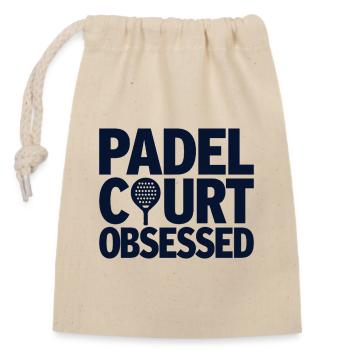 Padel Court Obsessed Leidenschaft für Sportler - Verschließbarer Geschenkbeutel aus Baumwolle (14x20cm) - Natur - Vorne