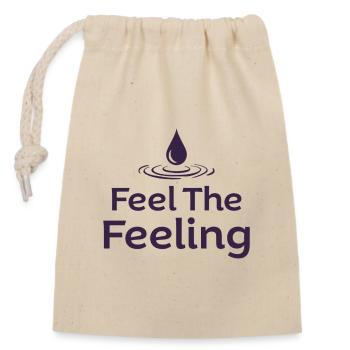 Feel the Feeling Achtsamkeit Wassertropfen - Verschließbarer Geschenkbeutel aus Baumwolle (14x20cm) - Natur - Vorne