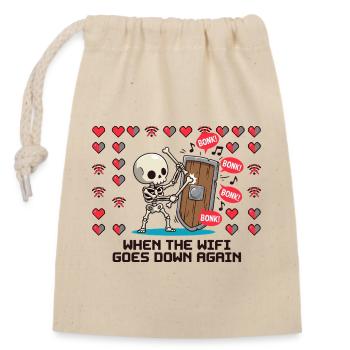 If the Wi-Fi fails again - Closable cotton gift bag (14x20cm) - nature - Front