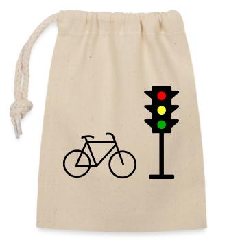 Empreinte de feu de circulation avec vélo - Sac cadeau en coton avec cordon (14 x 20 cm) - nature - Devant