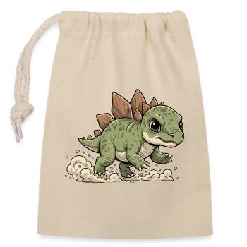 Cheerful Stegosaurus - Closable cotton gift bag (14x20cm) - nature - Front