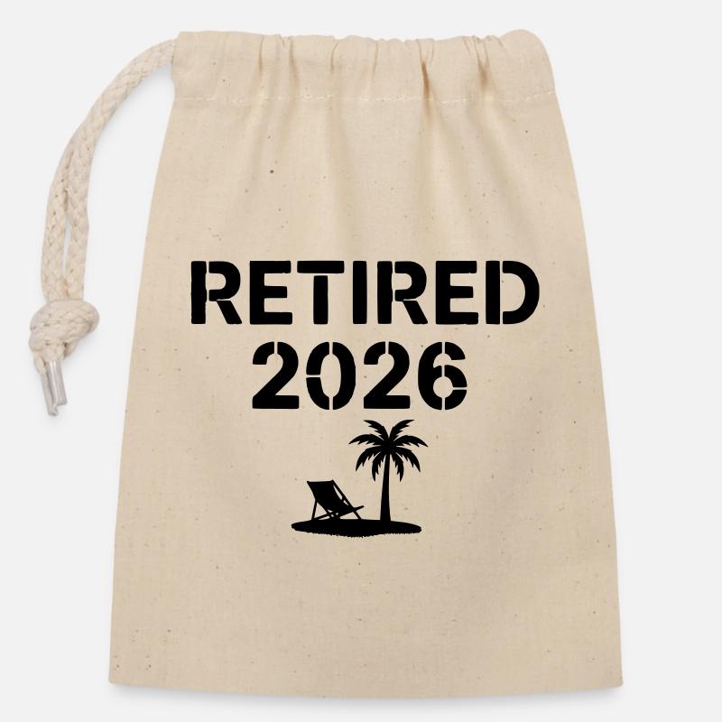 Retraite 2026 Palm Beach - Sac cadeau en coton avec cordon (14 x 20 cm) - nature