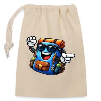 Backpack with sunglasses - Closable cotton gift bag (14x20cm) - nature - Front