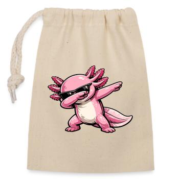 Axlotl en dabing - Sac cadeau en coton avec cordon (14 x 20 cm) - nature - Devant