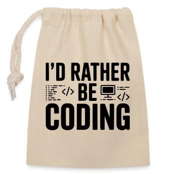 Je préfère coder - Sac cadeau en coton avec cordon (14 x 20 cm) - nature - Devant