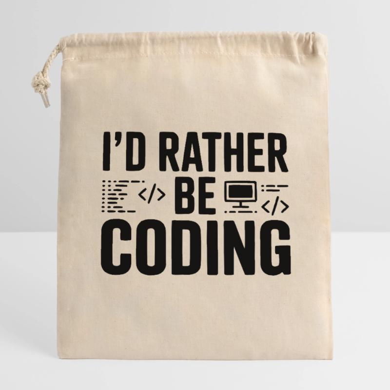 Je préfère coder Sac cadeau en coton avec cordon (14 x 20 cm)