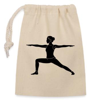 Warrior Yoga Pose Silhouette - Closable cotton gift bag (14x20cm) - nature - Front