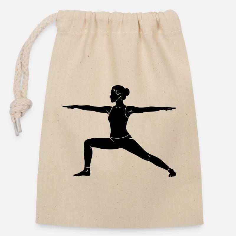 Warrior Yoga Pose Silhouette - Closable cotton gift bag (14x20cm) - nature