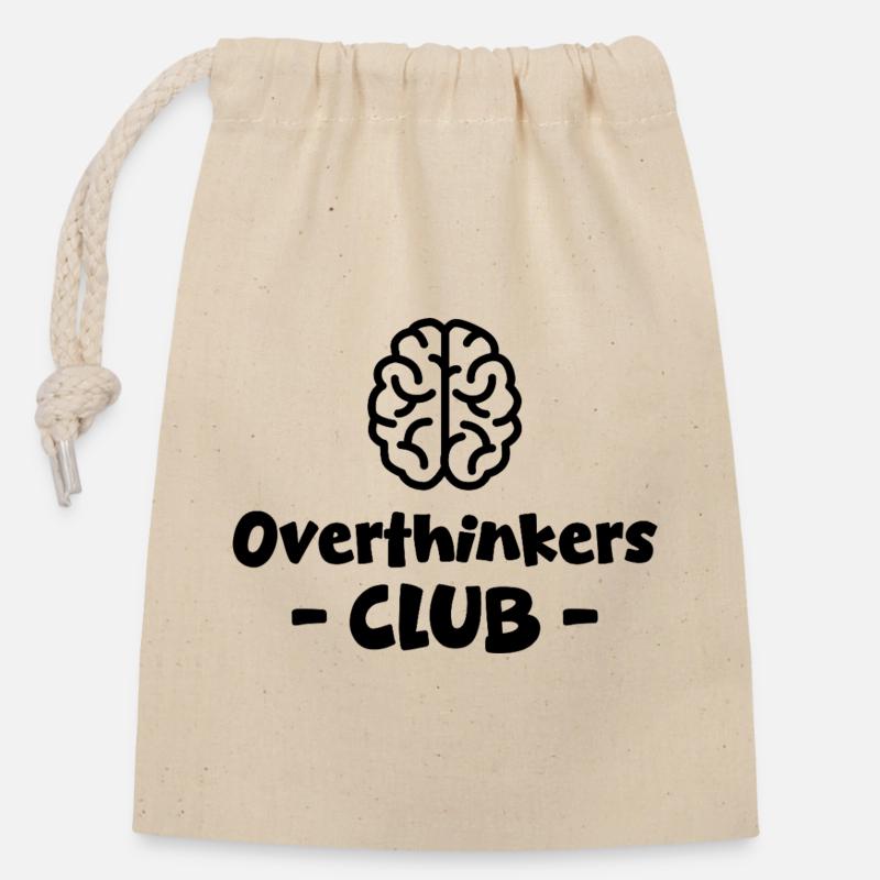 Overthinkers Club schwarz - Verschließbarer Geschenkbeutel aus Baumwolle (14x20cm) - Natur
