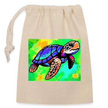 Schildkröte - Verschließbarer Geschenkbeutel aus Baumwolle (14x20cm) - Natur - Vorne