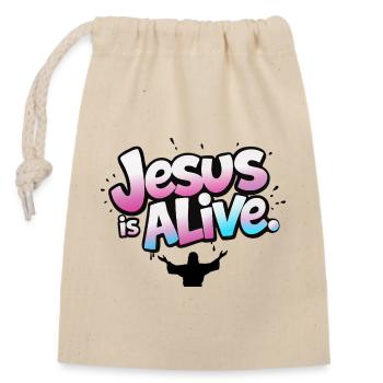 Jesus Is Alive Christian Resurrection Design - Closable cotton gift bag (14x20cm) - nature - Front