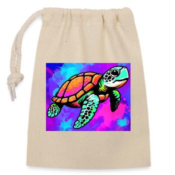 Schildkröte - Verschließbarer Geschenkbeutel aus Baumwolle (14x20cm) - Natur - Vorne