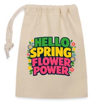 Bonjour Printemps Flower Power Dicton du printemps - Sac cadeau en coton avec cordon (14 x 20 cm) - nature - Devant