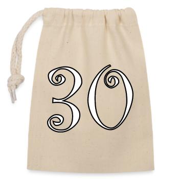 30. 30 YEARS. 30th ANNIVERSARY. 30 YEARS ANNIVERSARY. - Closable cotton gift bag (14x20cm) - nature - Front