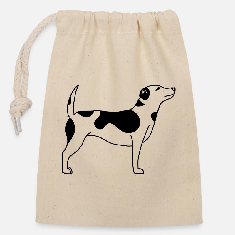 Hund - Verschließbarer Geschenkbeutel aus Baumwolle (14x20cm) - Natur
